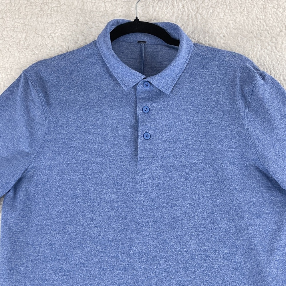Lululemon Evolution Polo Shirt Mens Small Blue Short Sleeve Casual Golf Active - Picture 3 of 11
